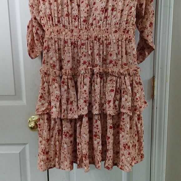 Forever 21 smocked waist mini floral print dress western boho party Sz XL NWT - Picture 6 of 9